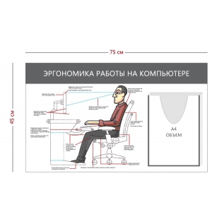 СТН-033 - Cтенд «Эргономика работы на компьютере» (1 объ. Карман А4,1 плакат)